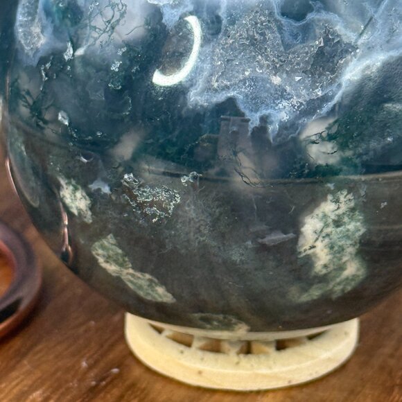 Moss Agate Sphere Druzy Water Grass Quartz Crystal Gardener's Stone - Picture 2 of 7